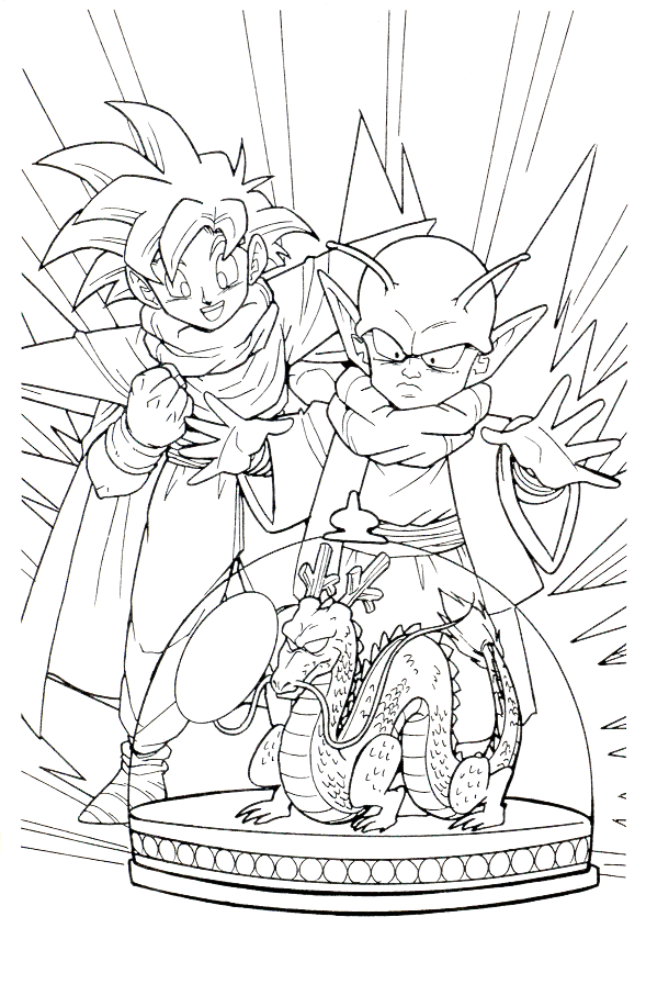 coloriage dragon ball z sangoku et Dende